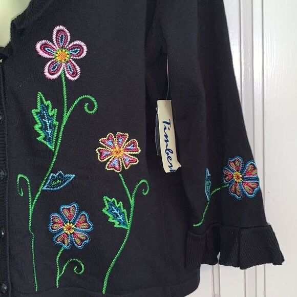 NWT Timberlea black embroidered beaded sweater - Picture 2 of 9